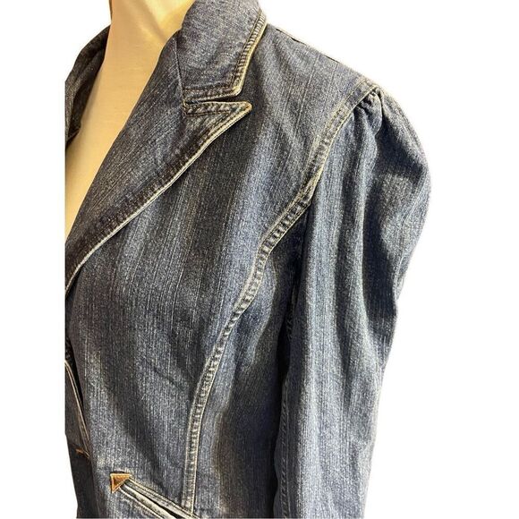 Vintage Liz Claiborne Lizwear Denim Blazer - 90s RARE Classic Jacket Size Large - Picture 9 of 12